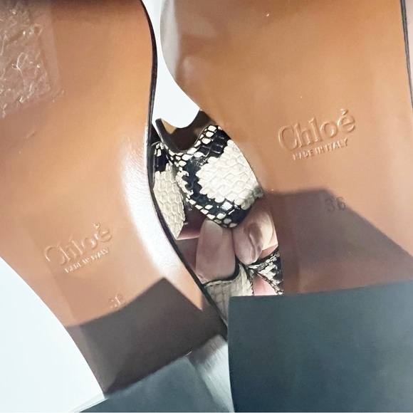 0400020050703?wid=900 Chloe Eternal Grey Leather Scalloped Tripstraps Chunky Heels Sandals Size 36 US6